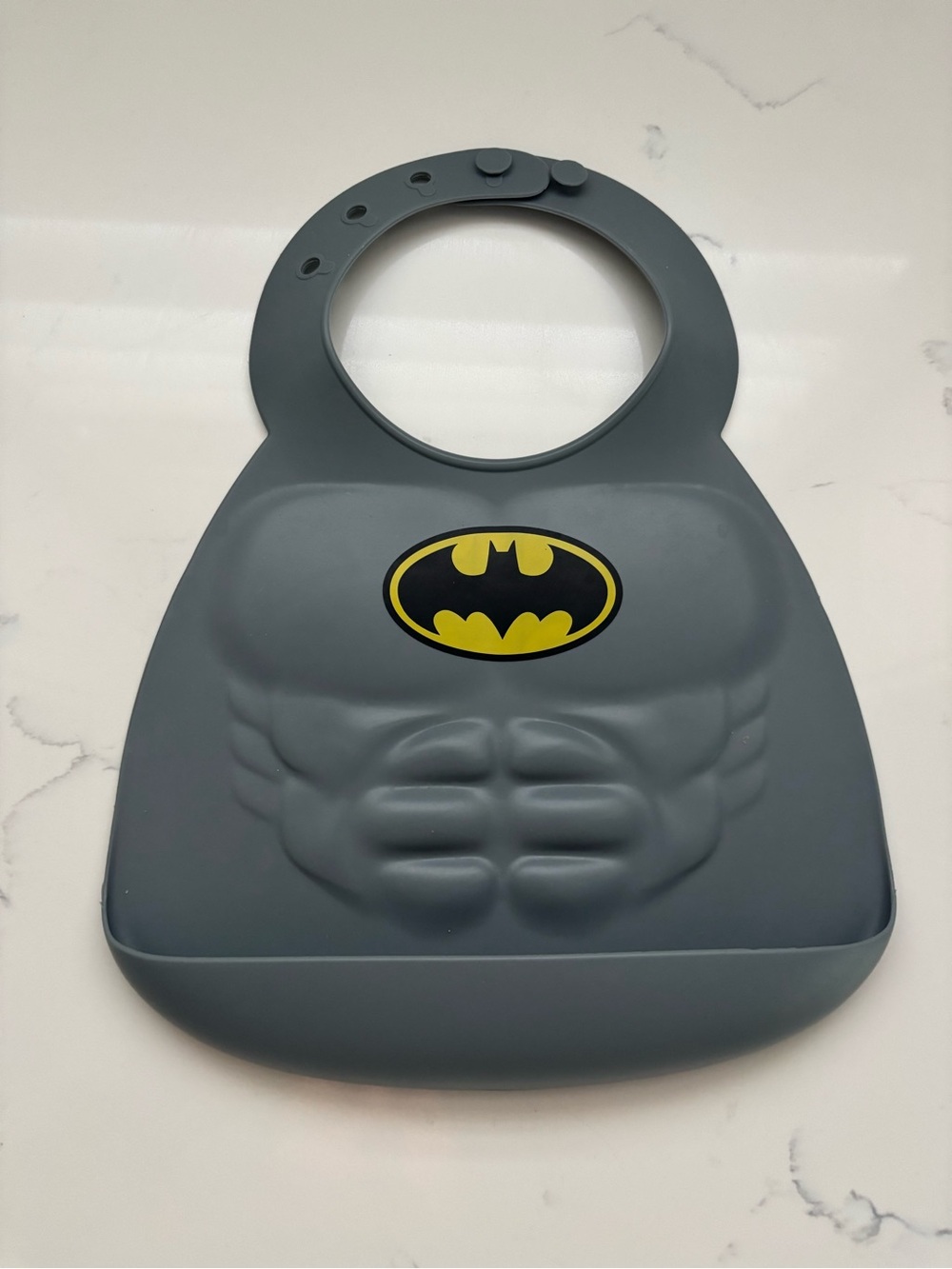 Batman Gray Silicone Bib with Yellow Logo
